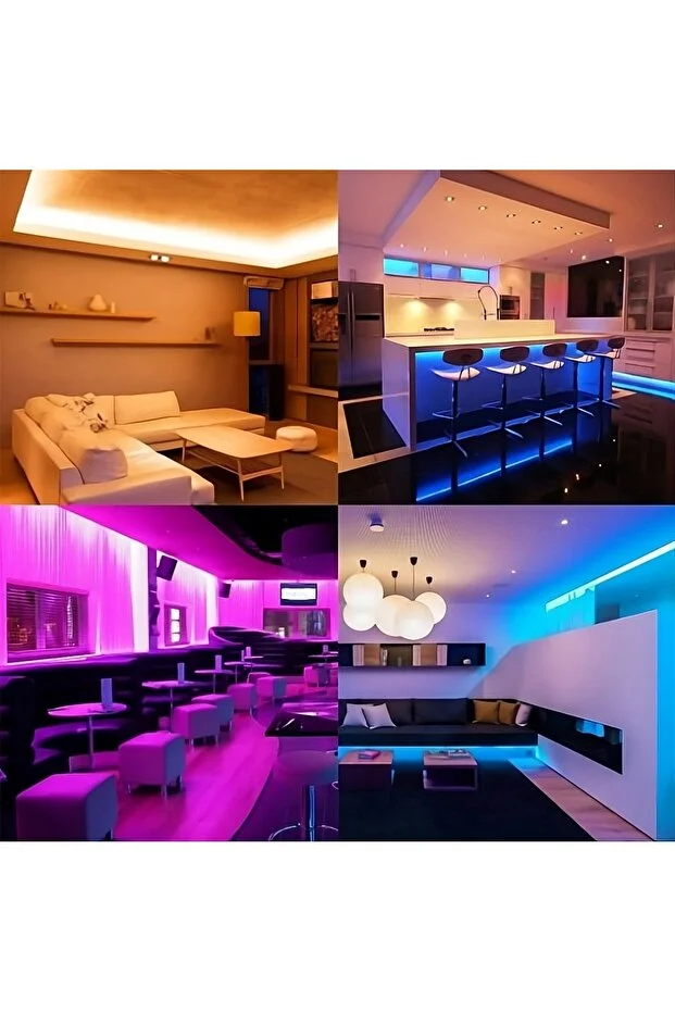 AKILLI RGB LED ȘERİT 12V 1.5A ADAPTÖRLÜ UZAKTAN KONTROL KUMANDALI RENKLI 5 METRE LED ŞERİT